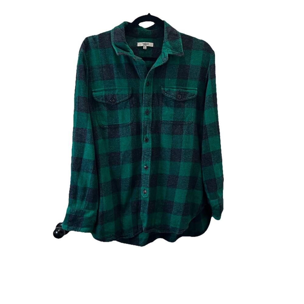 Madewell Green & Black Buffalo Check Plaid Flannel Button-Up Shirt Mens Size M